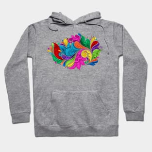 Paisley Garden Indian Style Print on White Hoodie